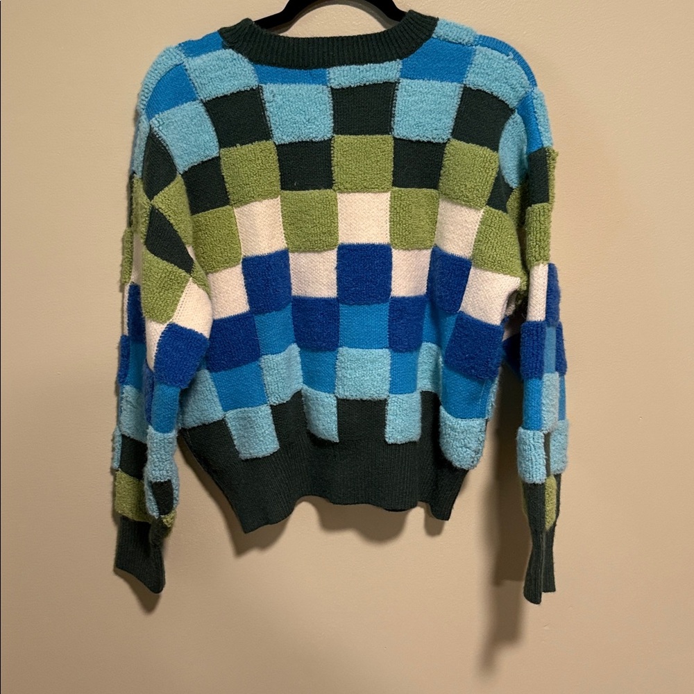 REPOSH &Merci Green and Blue Checkered Sweater in Size Medium - Picture 6 of 14